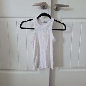 Mango White Ribbed Tank Top